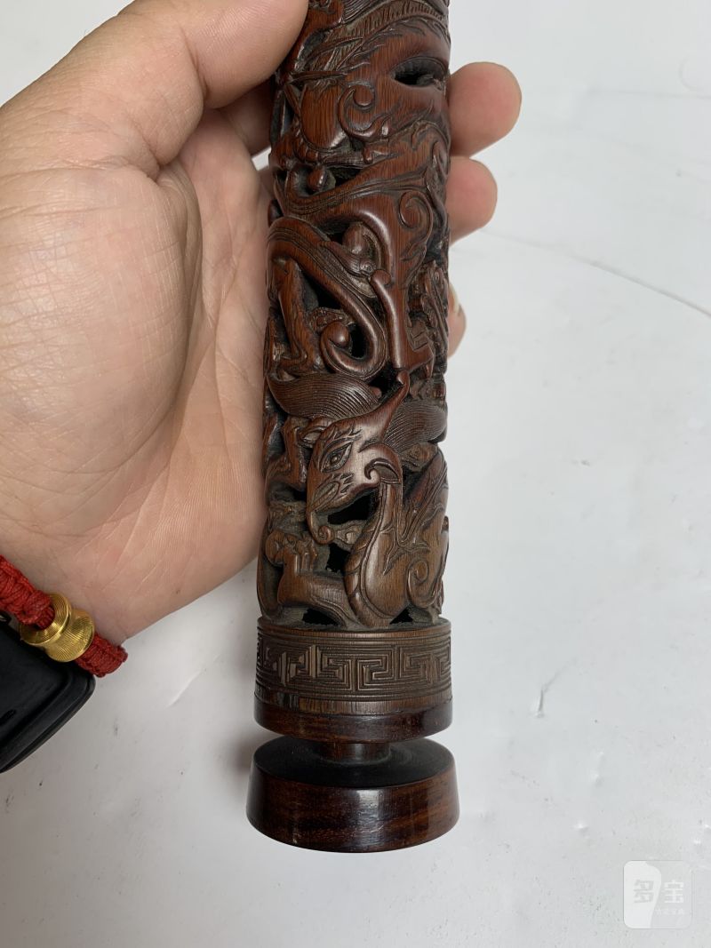 清早期 竹雕龙凤呈祥纹香筒 - 图12